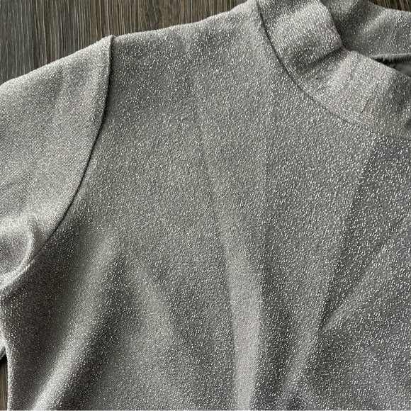 Reformation | Bailey Mockneck Silver Metallic Long Sleeve Holiday New Years - Picture 2 of 4
